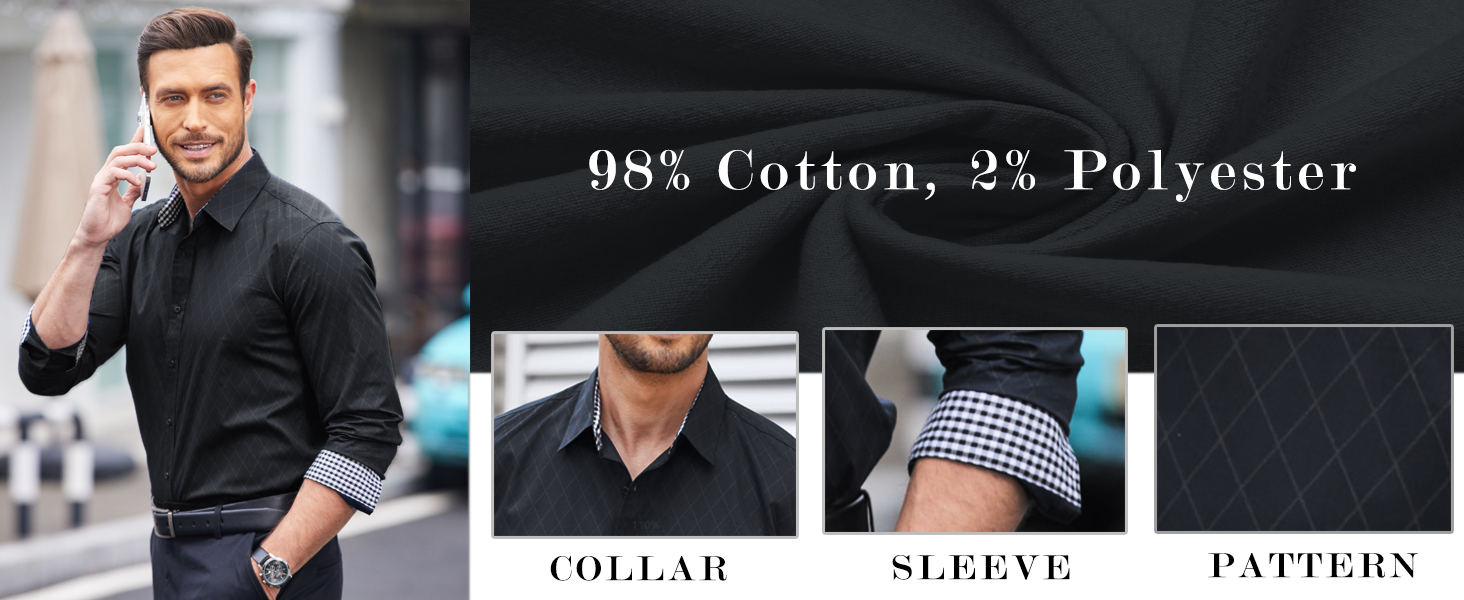 men black dress shirt slim fit button down shirt