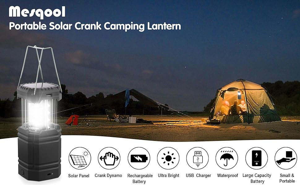 solar hand crank camping lantern