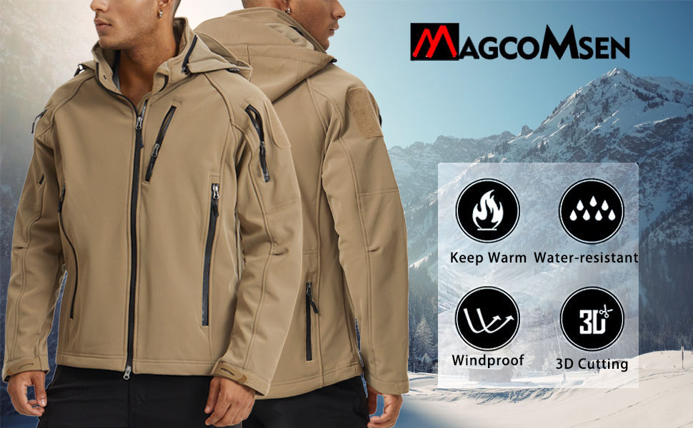 Men's Tactical Jacket Winter Jacket Water-Resistant Warm Coat Military Coat Soft Shell Fleece Jacket