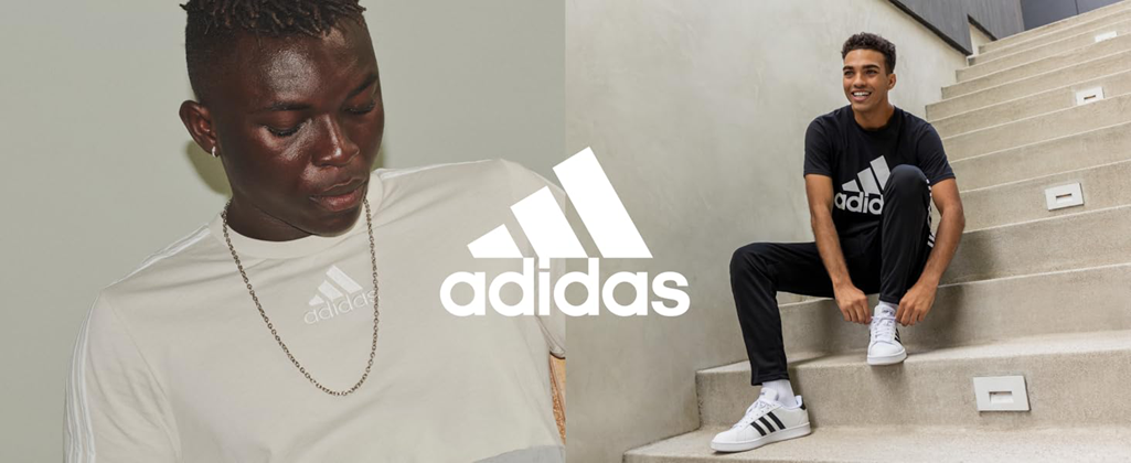 Montage with models wearing adidas essentials gear