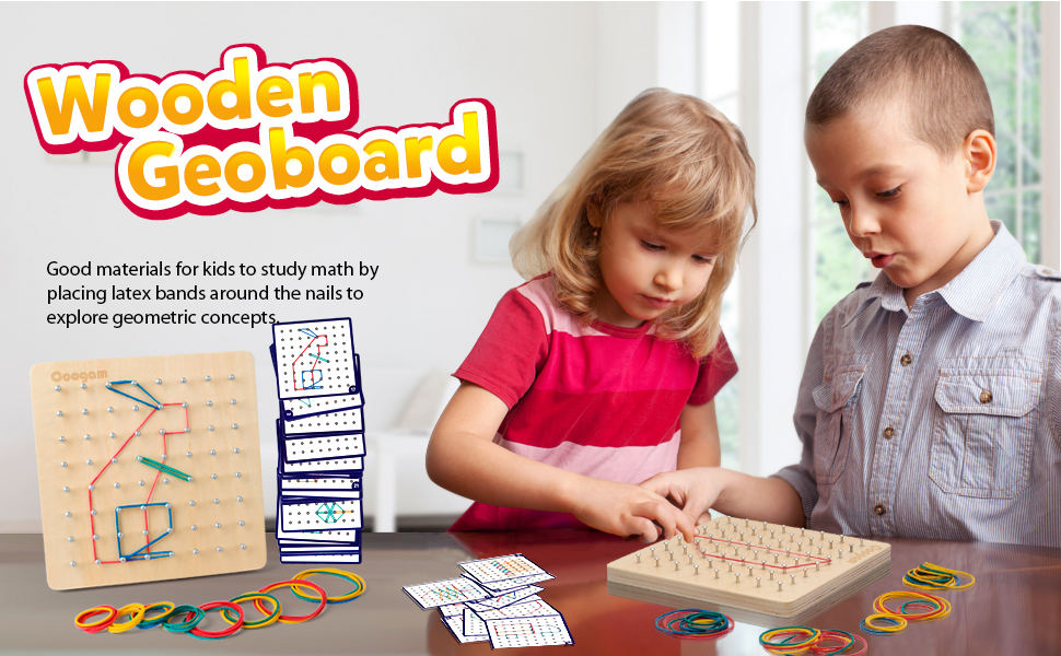 Coogam Wooden Geoboard Mathematical Manipulative Material Array Block Geo Board 