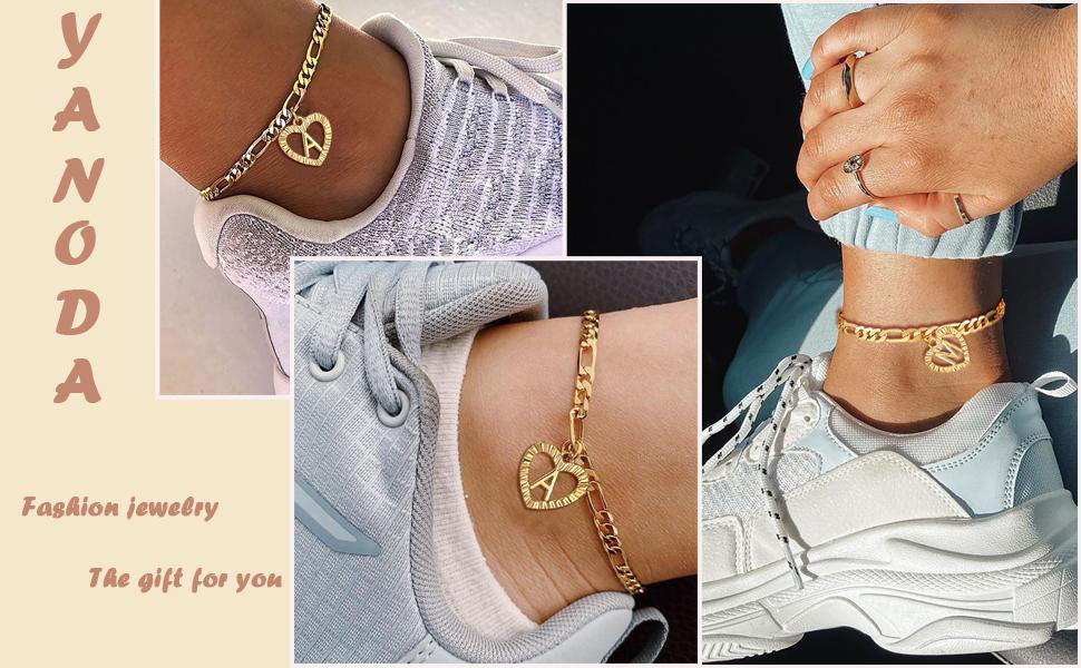 Initial Ankle Bracelets for Women