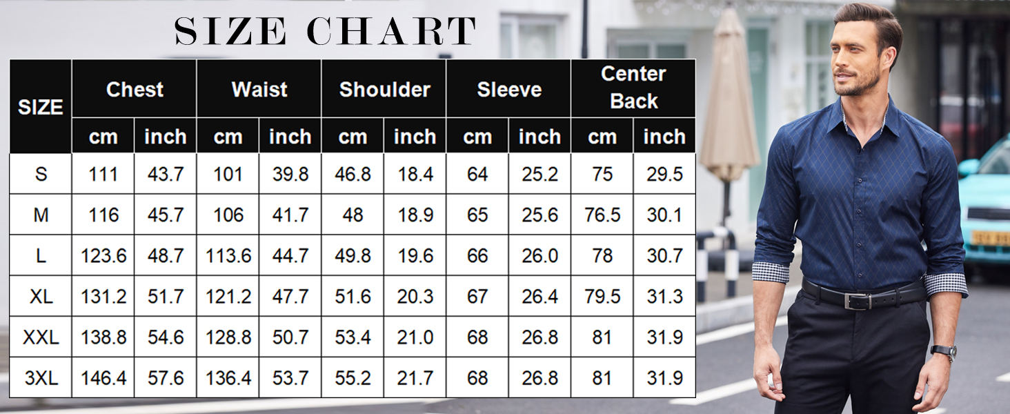 Men's Business Dress Shirt Long Sleeve Regular Fit Fashion Shirt Cotton Casual Button Down Shirt