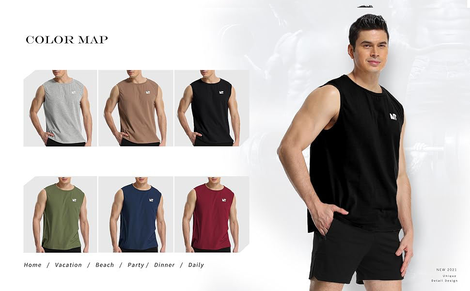 NITAGUT Men's Cotton Tank Tops Casual Classic Sleeveless Tops Workout Bodybuilding Muscle T Shirt