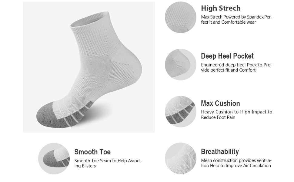 GKX Men's Moisture wicking socks, extra heavy socks, cushion socks, sport socks, work socks