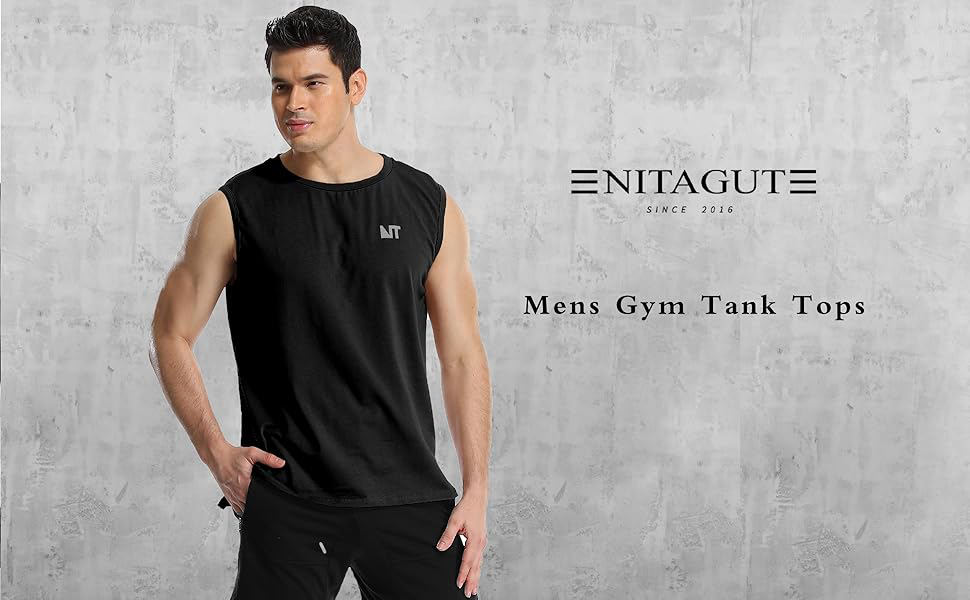 NITAGUT Men's Cotton Tank Tops Casual Classic Sleeveless Tops Workout Bodybuilding Muscle T Shirt