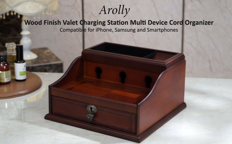 wood finish valet charging station